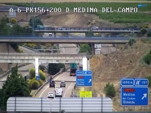 OBRAS: salida 161 de la A6, así como los accesos desde la autovía a la salida 160 (carretera de La Seca) y el puente de Rodilana (VP 9903). La salida desde Medina a Valladolid se realizará a través de la carretera de Olmedo (salida 157)